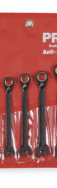 PROTO Combination Wrench Set: Alloy Steel, Black Chrome, 13 Tools, 7 mm to 19 mm Range of Head Sizes (MPN JSCVM-13S). Key specifications — attr309581: Black Chrome; attr309580: Alloy Steel; attr309571: Yes; attr309583: No; attr309587: Yes; attr324931: PROTO; attr309569: 7 mm to 19 mm; attr309572: Tool Roll.