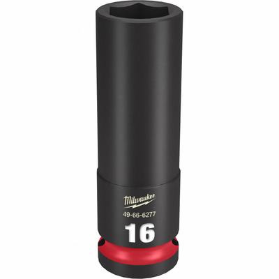 MILWAUKEE Deep Impact Socket: 1/2 in Drive Size, Metric, 16 mm Socket Size, 6-Point - 1/2" Drive Impact Sockets