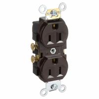 LEVITON Receptacle: Duplex, 5-15, Brown, 125V AC, 15 A, 2 Pole / 3 Wire (MPN CR15)