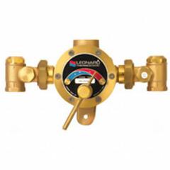LEONARD VALVE Thermostatic Mixing Valve: 1 in Inlet Connection Size, 1 1/4 in Outlet Connection Size (MPN TM-80-AT-LF-CP). Key specifications — Includes: Check-stops; Brand: LEONARD VALVE.