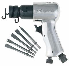INGERSOLL RAND Air Hammer Kit: 3/8 in Shank Size, 1 5/8 in Stroke Lg, 5,000 bpm Blows per Minute (MPN 115K). Key specifications — attr1320834: INGERSOLL RAND; attr1320853: Round; attr1320854: Round; attr1320857: Blade Straight Chisel; attr1393634: Maintenance to Light Production; attr1393635: Yes; attr1393636: Long Lasting.