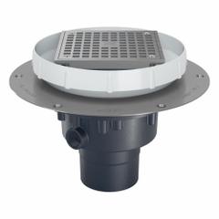 ZURN Floor Drain: 9 7/8 in Overall Dia, 5 in Grate Size, 4 in Nominal Pipe Size, Solvent Weld, PVC (MPN EZ2-PV3-ST). Key specifications — Color: Bronze; Connection Type: Solvent Weld; Brand: ZURN.