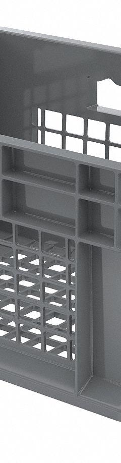 AKRO-MILS Straight Wall Tote: 6.7 gal, 15 3/4 in x 11 3/4 in x 8 1/4 in, Stacking Capable, Gray (MPN 37208GREY). Key specifications — Material: Plastic; Stackable: Stacking Capable; Brand: AKRO-MILS.