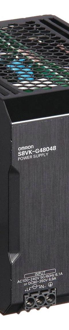 OMRON DC Power Supply: DIN Rail, 480 W Output Power - Rated, 10 A Current - Output, Single Phase (MPN S8VK-G48048). Key specifications — attr1044898: Single; attr1044874: Metal; attr1044879: 100 to 240V AC; attr211400: OMRON.
