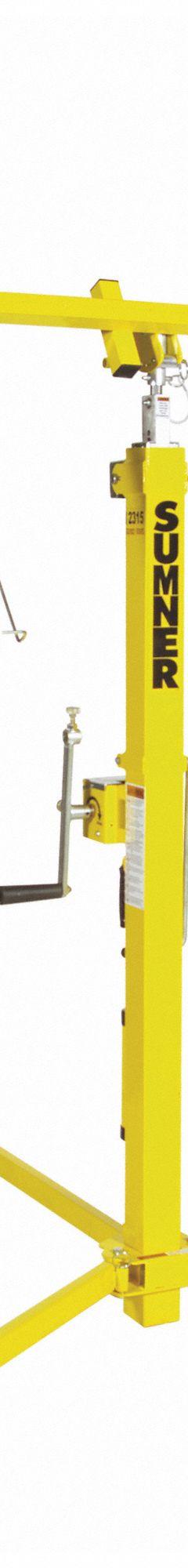 SUMNER Material Lift: 150 lb, Fixed Base, Without Outriggers, 48 in to 144 in (MPN 710011). Key specifications — Width Across Forks: 48 in to 144 in; Frame Material: Steel; Caster/Wheel Configuration: (3) Swivel with Brake; Brand: SUMNER.