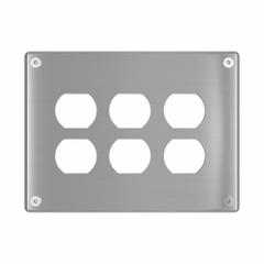 LEGRAND Wall Plate: Duplex Outlet, 3 Gang, Silver, Jumbo Size (MPN WSP63D1PS). Key specifications — Brand: LEGRAND; Material: Stainless Steel; Includes: Torx Security Screws.