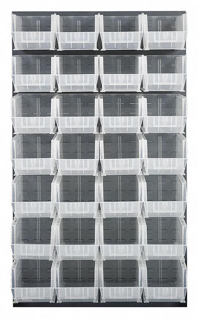 QUANTUM STORAGE SYSTEMS Louvered Panel: 61 in x 36 in x 1 in, 1 Sides, 28 Bins - Wall-Mount Louvered Panels with Bins