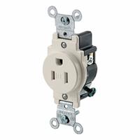 LEVITON Plugs and Receptacles: Single, 5-15, Light Almond, 125V AC, 15 A, 2 Pole / 3 Wire (MPN T5015-T)
