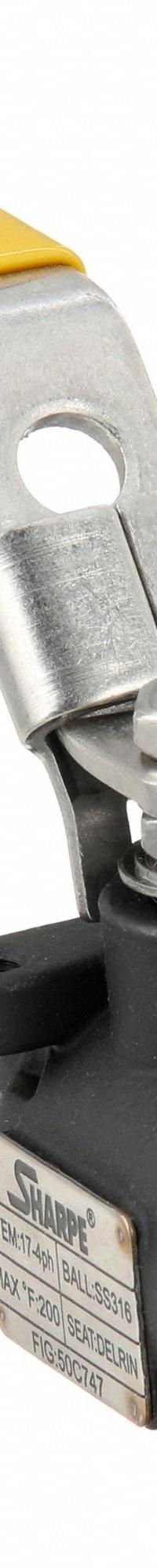SHARPE Manual Two-Way Ball Valve: 3/8 in, Carbon Steel, Straight, FNPT x FNPT, Full Port Ball Port (MPN 4353010380). Key specifications — Brand: SHARPE; Handle: Locking Lever.