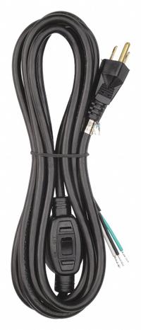 APPROVED VENDOR Power Cord: 12 ft Lg, 3/16, 5-15P Plug, Bare Wire Receptacle, SJT, PVC, 10 A Current (MPN 1TNB4). Key specifications — attr1326987: APPROVED VENDOR; attr1326973: PVC.