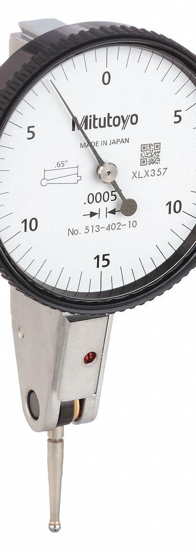 MITUTOYO Horizontal Dial Test Indicator: 0 in to 0.06 in - Dial Test Indicators - Horizontal & Tilted-Face Styles