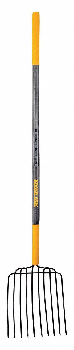 TRUE TEMPER Ensilage Fork: Steel Head, Straight Handle Type, Wood Handle, 48 in Handle Lg (MPN 28124GR). Key specifications — Brand: TRUE TEMPER; Head Material: Steel.