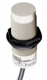 OMRON Capacitive Cylindrical Proximity Sensor: 12 mm Dia., Non-Terminated Cable, 2 Wires, SCR, SCR (MPN E2K-X4MY2). Key specifications — Brand: OMRON; AC Supply Voltage Rating: 90-250V AC; DC Supply Voltage Rating: Not Rated.