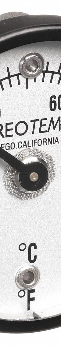 REOTEMP Magnetic Dial Thermometer: 0°F to 250°F /-20°C to 120°C, +/- 2% Full Scale Accuracy (MPN SUR25V2). Key specifications — Accuracy: +/- 2% Full Scale; Brand: REOTEMP.