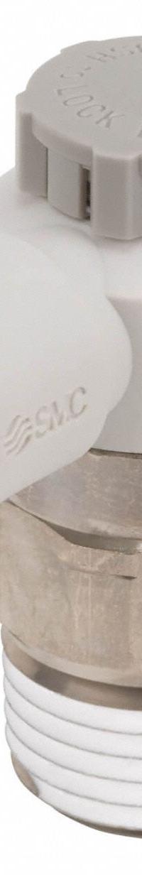SMC Speed Control Valve: Elbow Fitting, Screw, 1/2 in Valve Body Size, 3/8 in Push to Connect Tube (MPN AS4201F-N04-11S). Key specifications — attr947203: Brass/PBT; attr947205: SMC.