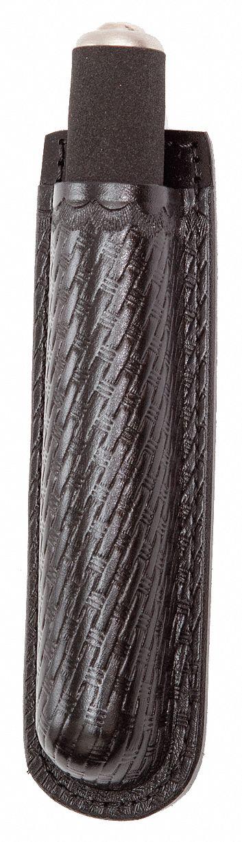 GOULD & GOODRICH, INC. Baton Holder: Black, Leather, Basket Weave - Duty Equipment Pouches