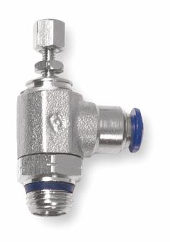 AIGNEP USA Universal Flow Control: Elbow Fitting, Knob, 1/8 in Valve Body Size, 1/8 in Tube, 1/8 in (MPN 88958-02-02). Key specifications — attr947203: Stainless Steel; attr947205: AIGNEP USA.