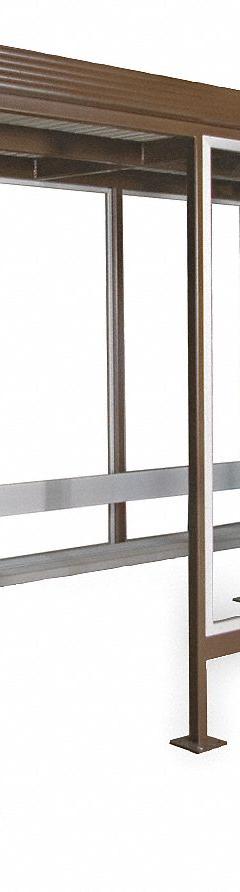 Smoking Shelter: Assembled, 4 Sides, 72 in x 120 in x 94 in, Steel, Brown, Includes Seating (MPN SMK106B Style B). Key specifications — Brand: PORTA-KING; Frame Material: Steel; Finish: Two - Part Polyurethane.