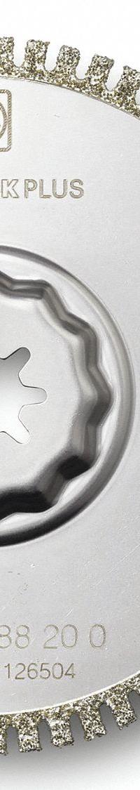 FEIN Oscillating Scraper Blade: 3 9/16 in Blade Wd, 3 9/16 in Blade Lg, Diamond Grit, 1 Pieces (MPN 63502188210). Key specifications — attr1097676: FEIN; attr1097658: Diamond Grit; attr1097655: Rounded.