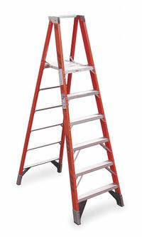 WERNER Platform Stepladder: 6 ft Ladder Size, Fiberglass, 375 lb Load Capacity, 34 lb Wt (MPN P7406). Key specifications — Brand: WERNER; Included Features: Guard Rail.