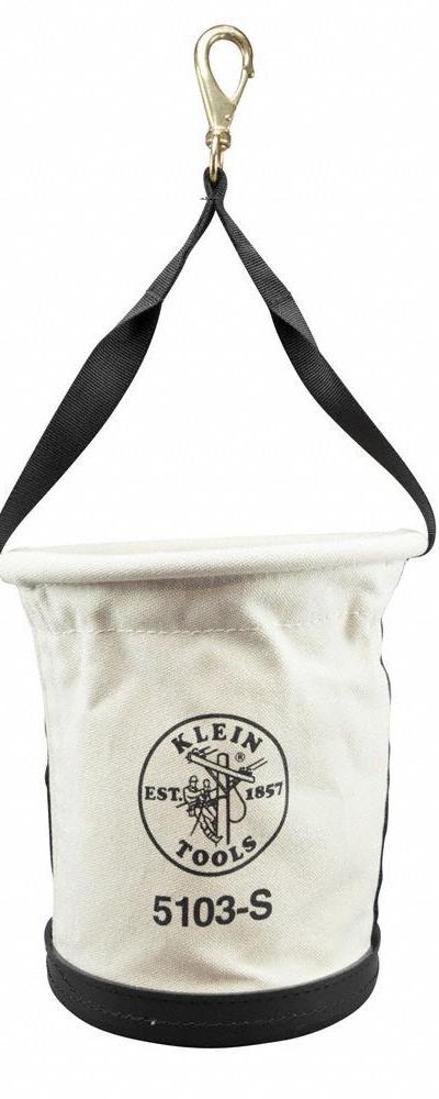 KLEIN TOOLS Bucket Bag: 12 in H, Off-White, Canvas, 0 Pockets - Canvas Bucket Bags