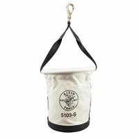 KLEIN TOOLS Bucket Bag: 12 in H, Off-White, Canvas, 0 Pockets, Open Top (MPN 5103S). Key specifications — attr1118525: KLEIN TOOLS; attr1125037: Off-White; attr1118507: Single Handle With Snap Hook; attr1125041: Canvas; attr1203718: Yes.