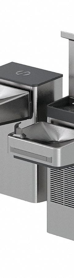 HAWS Drinking Fountain: On-Wall, 8 gph @ 50°F, Push Bar Fountain & Touchless Bottle Filter, Silver (MPN 1212S). Key specifications — Brand: HAWS; Housing Material: Stainless Steel; Housing Finish: Satin; Chilling Capacity: 8 gph @ 50°F; Housing Color: Silver.