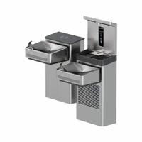 HAWS Drinking Fountain: On-Wall, 8 gph @ 50°F, Push Bar Fountain & Touchless Bottle Filter, Silver (MPN 1212S). Key specifications — Brand: HAWS; Housing Material: Stainless Steel; Housing Finish: Satin; Chilling Capacity: 8 gph @ 50°F; Housing Color: Silver.