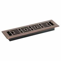 Floor Register: Floor, 13 1/2 in H, 3 3/4 in W, Decorative, Rubbed, Bronze, Steel Grille, One-Way (MPN AJH212-RB). Key specifications — Adjustable Blades: No; Brand: DECOR GRATES; Airflow Directions: One-Way; Grille Color: Bronze.