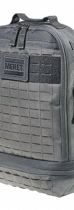 MERET USA Tactical Assault Pack: Black, 1200D Thermoplastic Elastomer (MPN M5023BAP). Key specifications — Brand: MERET USA; Color: Black; Material: 1200D Thermoplastic Elastomer; Size: 21-1/2 in H x 13-1/2 in L x 4-3/4 in W; Product Type: Tactical Assault Bag.