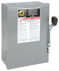 SQUARE D Safety Switch: Fusible, 30 A, Three Phase, 240V AC, Galvanized Steel, Indoor (MPN D321N). Key specifications — Brand: SQUARE D.