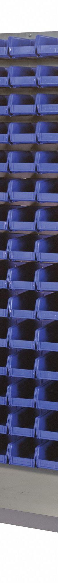 QUANTUM STORAGE SYSTEMS Mobile Louvered Floor Rack: 36 in x 24 in x 72 in, 240 Bins Included, Blue (MPN QMD-36H-220BL). Key specifications — Bin Width: 4-1/8 in; Color: Gray; Caster Wheel/Configuration: (2) Rigid; Caster Wheel/Tread Material: Hard Rubber; Bin Color: Blue; Bin Depth: 7-3/8 in; Bin Height: 3 in; Brand: QUANTUM STORAGE SYSTEMS.
