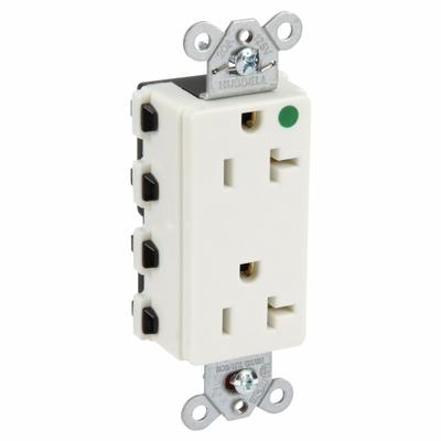 HUBBELL Receptacle: Hospital Grade Fed. Spec., Decorator Duplex, 5-20R, White, 125V AC - General Purpose Receptacles