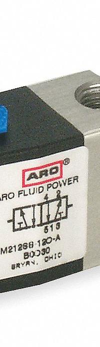 ARO Solenoid Air Control Valve: MaxAir, Four-Way / Two-Position, 24V DC, 1/4 in Female NPT (MPN M212SS-024-D). Key specifications — attr1092969: Non-Locking; attr1086920: M212SS-024-D; attr1092977: Spring Return.