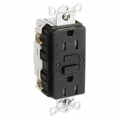 HUBBELL GFCI Receptacle: Duplex, 5-15, Black, GFCI, 125V AC, 15 A, 2 Pole / 3 Wire (MPN GFRTW15BLK) - General Purpose Receptacles