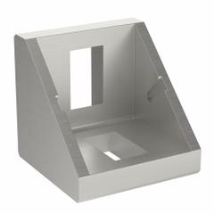 Inside Corner Bracket: Slotted Inside-Corner Bracket with Dual Support, 45 Series, 2 Holes, Gray (MPN 14085). Key specifications — Material: Aluminum; Brand: 80/20; Finish: Unfinished.