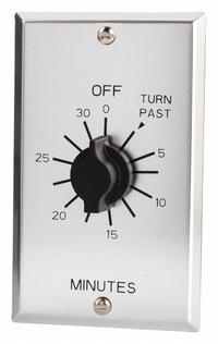 TORK Spring-Wound Timer: 30 min Max, 5 min Min, SPDT, 125V AC, Wall Plate Included, Silver (MPN C530M). Key specifications — Brand: TORK; Includes Hold: No Hold Included.