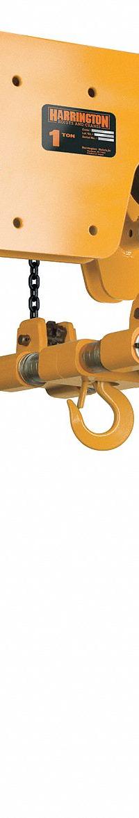 HARRINGTON Manual Chain Hoist: Geared Trolley, 16,000 lb Lifting Capacity, 20 ft Lift Lg (MPN SHB080-20). Key specifications — Brand: HARRINGTON; Lifting Hook Type: Hook with Safety Latch.