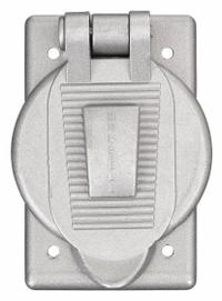 HUBBELL WIRING DEVICE-KELLEMS Weatherproof Cover: Aluminum, Receptacles/Switches, 1 Gangs, Aluminum (MPN HBL7420). Key specifications — Brand: HUBBELL WIRING DEVICE-KELLEMS; Color: Aluminum; Compatible with Product Type: Switches; Mounting Orientation: Vertical.