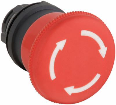 Dayton Mushroom Head Push Button: Red, 22 mm Mounting Size, Non-Metallic - Mushroom-Head Push-Button Operators