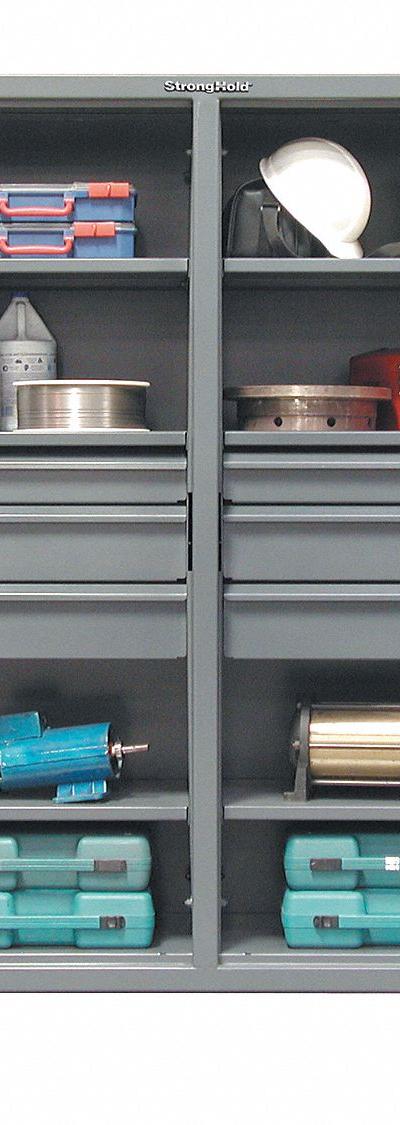 STRONG HOLD Storage Cabinet: 60 in x 24 in x 78 in - Shelf-Style Shift Cabinets with Drawers