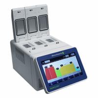 BENCHMARK SCIENTIFIC Thermal Cycler: 100°C Max Temp Setting, 96 PCR Strip Capacity, 120 to 240V (MPN T3-0332G). Key specifications — Interior Material: Aluminum; Programmable: Yes; Temperature Uniformity: +/-0.2°C @ 90°C; Voltage: 120 to 240V; Brand: BENCHMARK SCIENTIFIC; Product Type: Triple Block Thermal Cycler; Display Type: Digital.