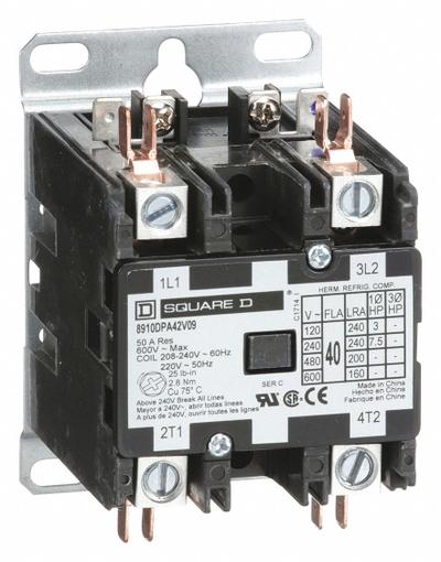 SQUARE D Definite Purpose Magnetic Contactor: 2 Poles, 208-240V AC, 40 A - Non-Reversing Definite Purpose Contactors
