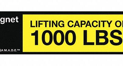 MAG-MATE Replacement Capacity Sticker: 900222, Below-the-Hook Lifting Magnets - Accessories for Below-the-hook Lifting Magnets