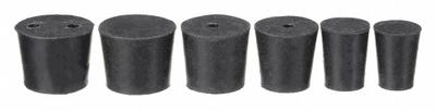 APPROVED VENDOR Stopper Set: Natural Rubber, 1 to 6 Stopper Size, 25 mm Overall Ht, Black - Rubber Stoppers