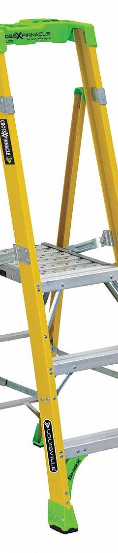 LOUISVILLE LADDER Platform Stepladder: Fiberglass, 375 lb Load Capacity, 30 lb Wt, 14.3 in x 19 in (MPN FCP1403HD). Key specifications — Brand: LOUISVILLE LADDER.