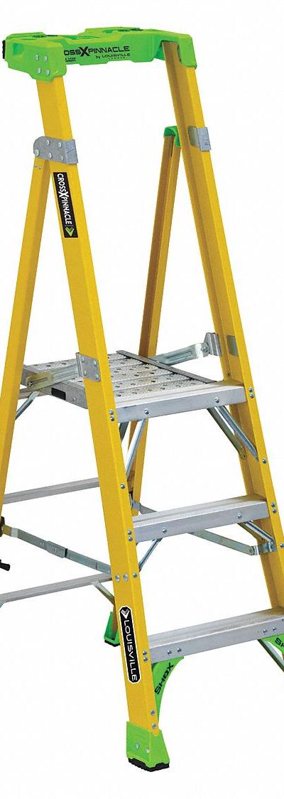 LOUISVILLE LADDER Platform Stepladder: Fiberglass - Leaning Podium Ladders