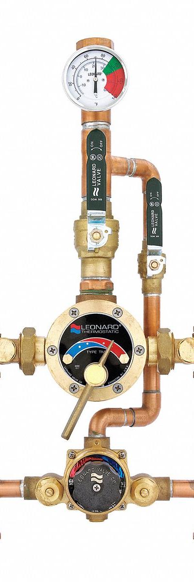 LEONARD VALVE Thermostatic Mixing Valve: 1 in Inlet Connection Size - Point-of-Source Mixing Valves