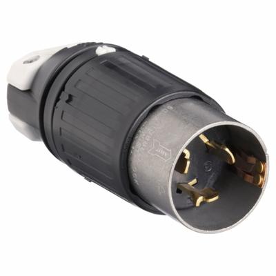 HUBBELL Locking Plug: Non-NEMA, Black/White, 250V DC/600V AC, 50 A, 3 Pole - General Purpose Plugs