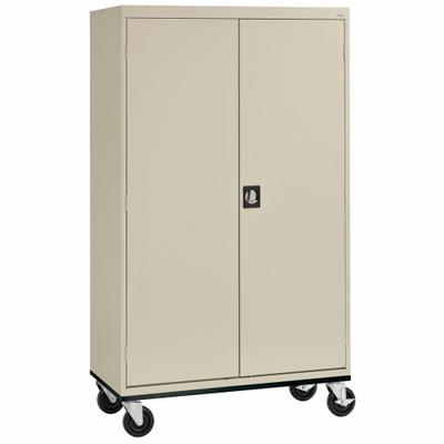 SANDUSKY Storage Cabinet: Hanging Rods/Shelves, Full Ht (59" and Taller), 46 in Overall Wd - Commercial Mobile Wardrobe Cabinets